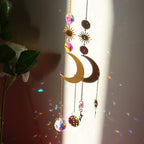 Chandelier Crystal Wind Chime Pendant Metallic Hoop Moon Rainbow Maker Sun Hanging Drop Crystal For Window Curtains Home Decor Gifts Photography Prop Stevvex