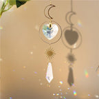 Chandelier Crystal Wind Chime Pendant Metallic Hoop Moon Rainbow Maker Sun Hanging Drop Crystal For Window Curtains Home Decor Gifts Photography Prop Stevvex