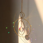 Chandelier Crystal Wind Chime Pendant Metallic Hoop Moon Rainbow Maker Sun Hanging Drop Crystal For Window Curtains Home Decor Gifts Photography Prop Stevvex