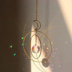 Chandelier Crystal Wind Chime Pendant Metallic Hoop Moon Rainbow Maker Sun Hanging Drop Crystal For Window Curtains Home Decor Gifts Photography Prop Stevvex