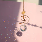 Chandelier Crystal Wind Chime Pendant Metallic Hoop Moon Rainbow Maker Sun Hanging Drop Crystal For Window Curtains Home Decor Gifts Photography Prop Stevvex