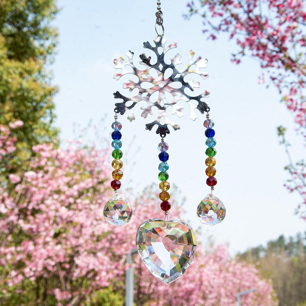 Chandelier Wind Chimes Ab Coating Crystal Prisms Hanging Sun Catcher Rainbow Chaser Crystals Ball Prisms  Window Curtains Pendant Home Decor Gifts Garden Patio Yard Stevvex
