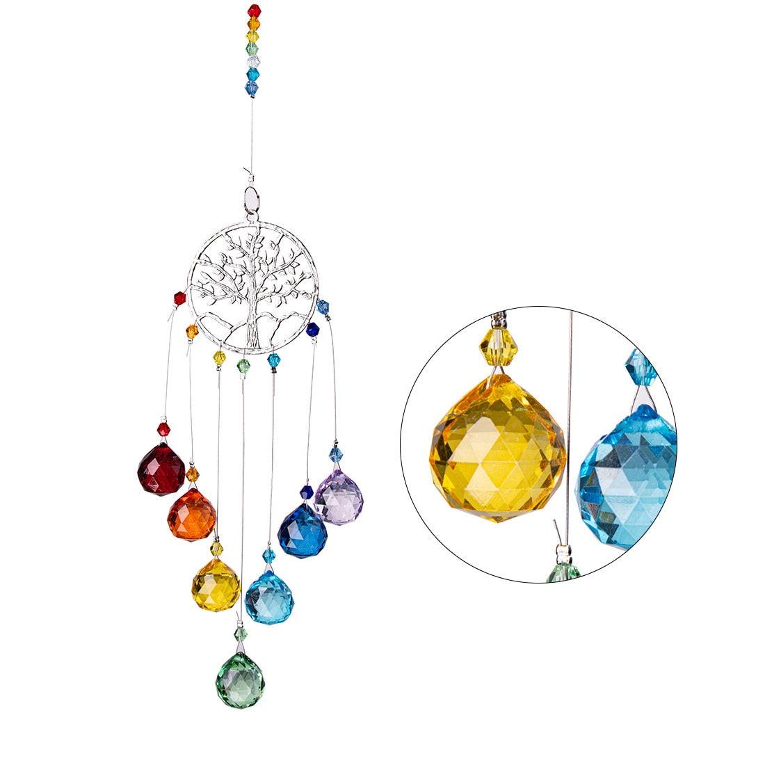 Chandelier Wind Chimes Ab Coating Crystal Prisms Hanging Sun Catcher Rainbow Chaser Crystals Ball Prisms  Window Curtains Pendant Home Decor Gifts Garden Patio Yard Stevvex