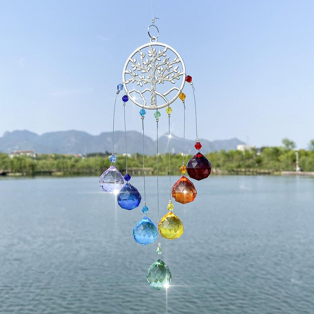 Chandelier Wind Chimes Ab Coating Crystal Prisms Hanging Sun Catcher Rainbow Chaser Crystals Ball Prisms  Window Curtains Pendant Home Decor Gifts Garden Patio Yard Stevvex