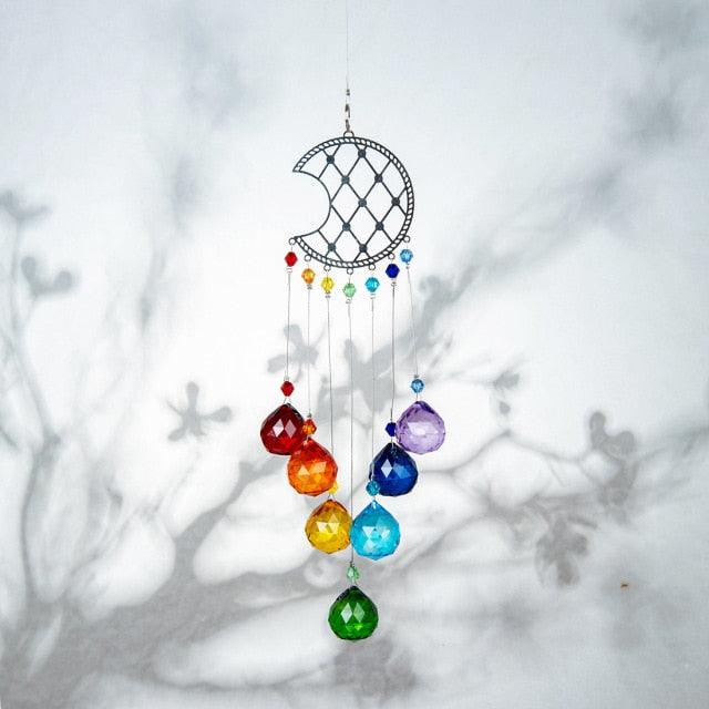 Chandelier Wind Chimes Ab Coating Crystal Prisms Hanging Sun Catcher Rainbow Chaser Crystals Ball Prisms  Window Curtains Pendant Home Decor Gifts Garden Patio Yard Stevvex
