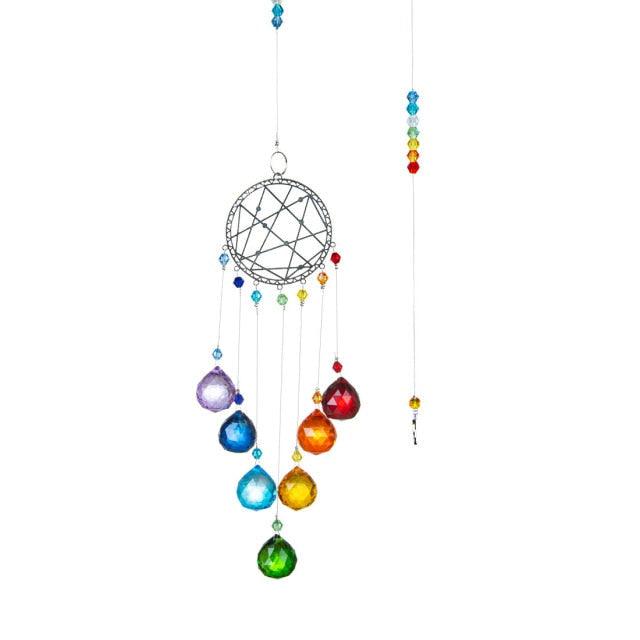 Chandelier Wind Chimes Crystal Prisms Hanging Sun Catcher Beads Chain Sphere Chandelier Lamps Light Pendant for Christmas Day Wedding Plants Cars Window Décor Rainbow  Window Curtains Pendant Home Decor Gifts Stevvex