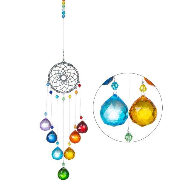 Chandelier Wind Chimes Crystal Prisms Hanging Sun Catcher Beads Chain Sphere Chandelier Lamps Light Pendant for Christmas Day Wedding Plants Cars Window Décor Rainbow  Window Curtains Pendant Home Decor Gifts Stevvex