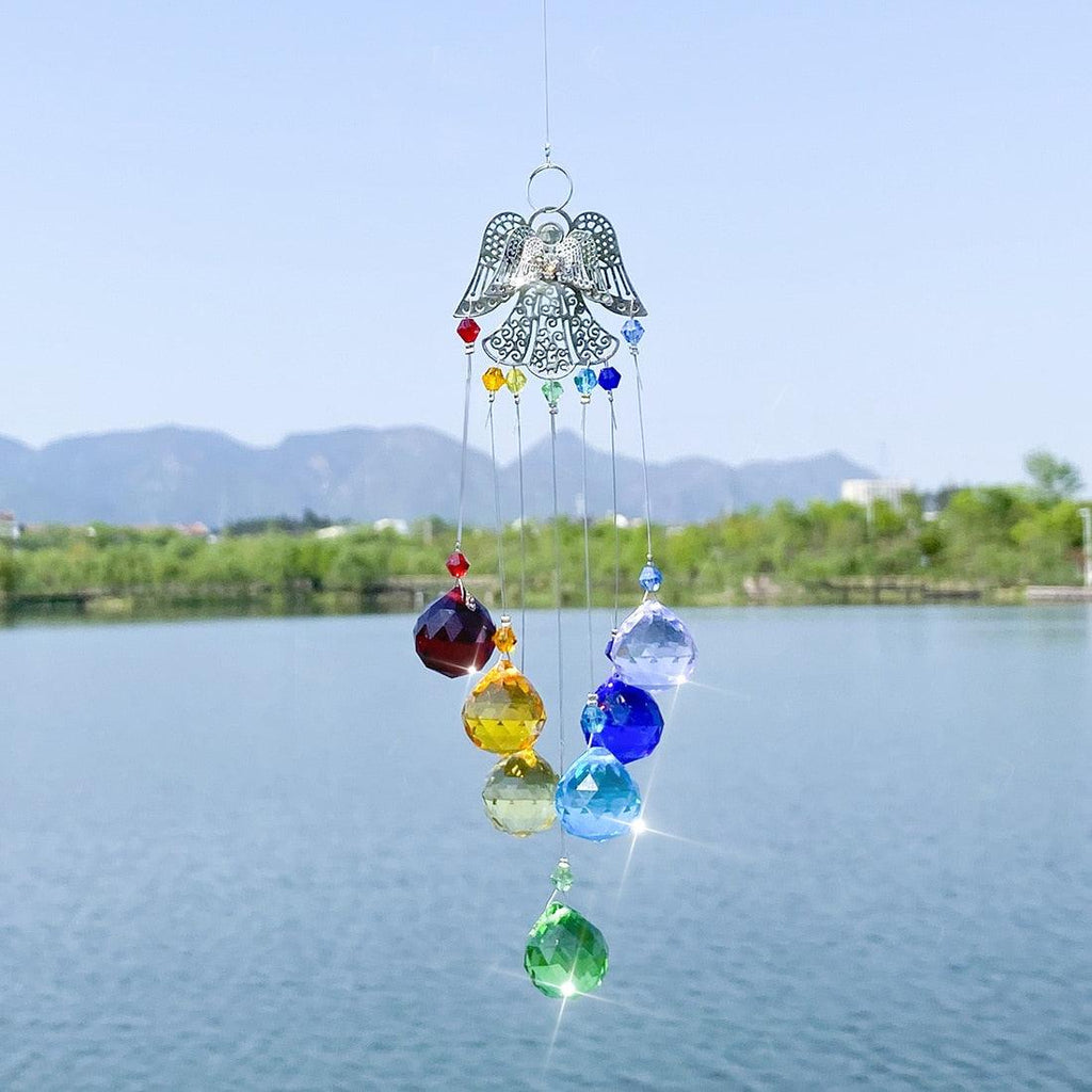 Chandelier Wind Chimes Crystal Prisms Hanging Sun Catcher Beads Chain Sphere Chandelier Lamps Light Pendant for Christmas Day Wedding Plants Cars Window Décor Rainbow  Window Curtains Pendant Home Decor Gifts Stevvex