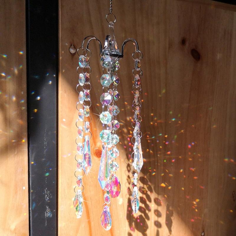 Chandelier Wind Chimes Home Decor Ornaments AB Coating Crystal Prisms Hanging Suncatcher Rainbow Chaser Window Curtains Jewelry Pendant For Home Room Wedding Garden Decor Gifts Photography Stevvex