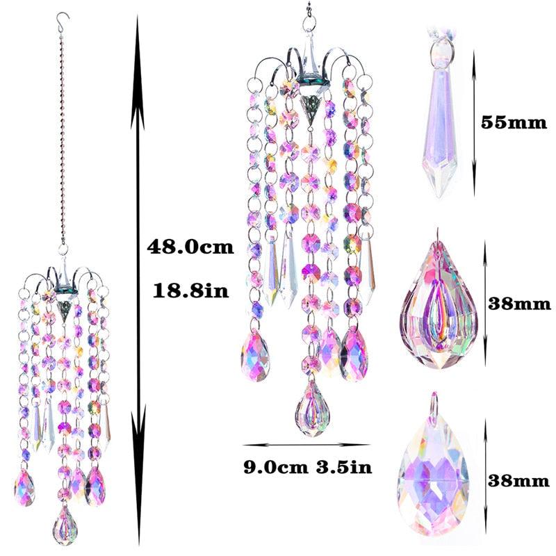 Chandelier Wind Chimes Home Decor Ornaments AB Coating Crystal Prisms Hanging Suncatcher Rainbow Chaser Window Curtains Jewelry Pendant For Home Room Wedding Garden Decor Gifts Photography Stevvex