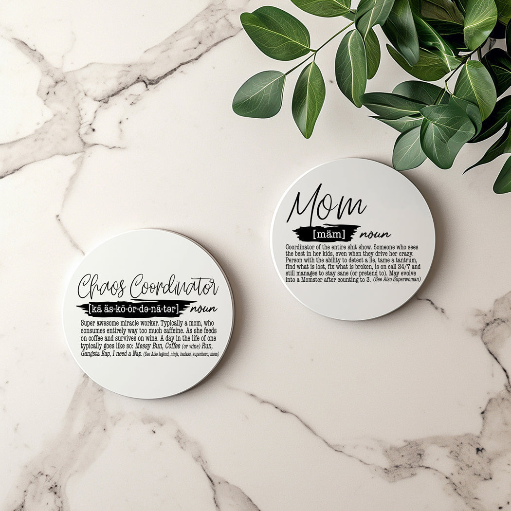 Adulting Funny Coaster Gift Set 6 Pack Humorous Quote Drink Coasters Home Bar Decor BandsCo Straps