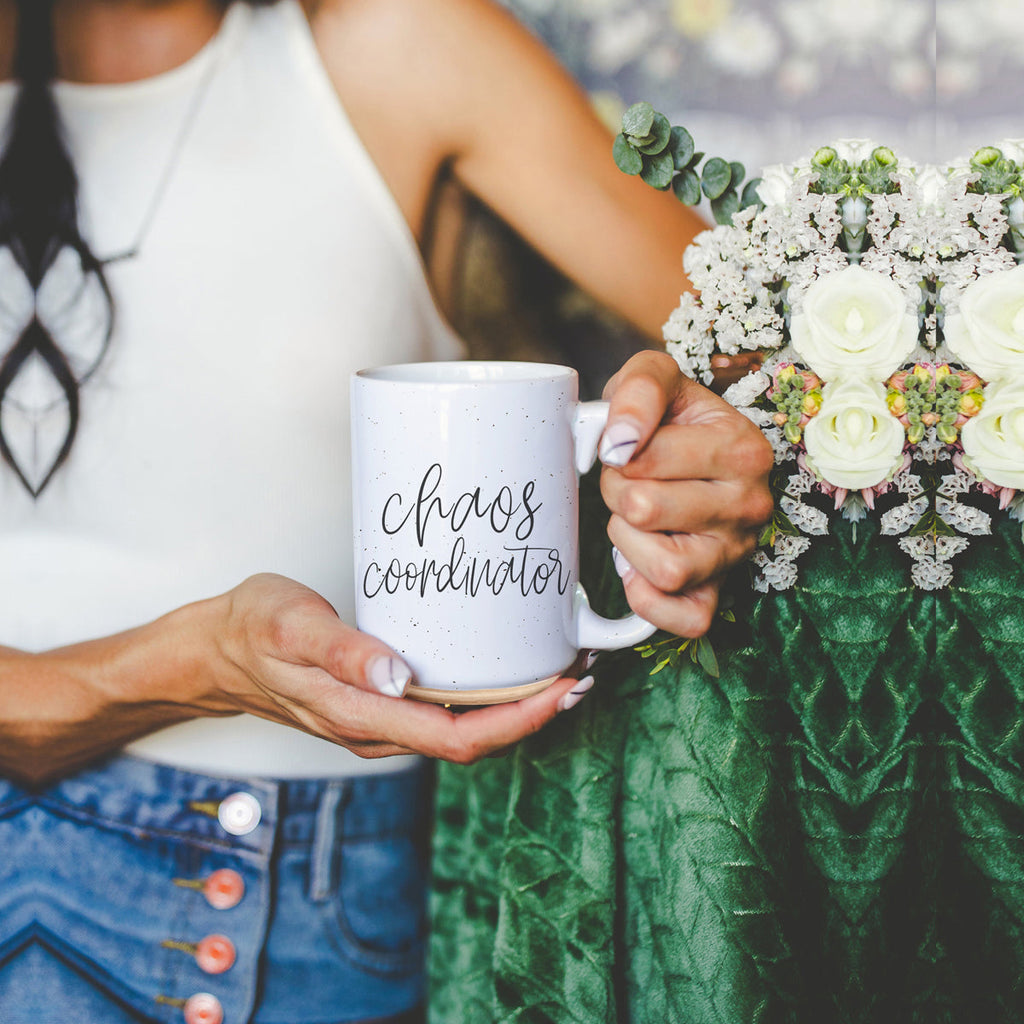 Chaos 16oz Ceramic Coffee Mug Funny Chaos Coordinator Mug For Busy Parents And Office BandsCo Straps