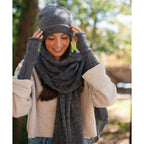 Charcoal Alpaca Knit Slouchy Beanie - Soft Warm Eco-Friendly Winter Hat BandsCo Straps