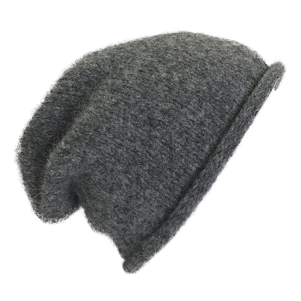 Charcoal Alpaca Knit Slouchy Beanie - Soft Warm Eco-Friendly Winter Hat BandsCo Straps