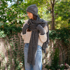 Charcoal Alpaca Knit Slouchy Beanie - Soft Warm Eco-Friendly Winter Hat BandsCo Straps