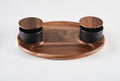 Charcuterie Serving Board 12x15 With 2 Black Ceramic Bowls And Acacia Wood Lids BandsCo Straps