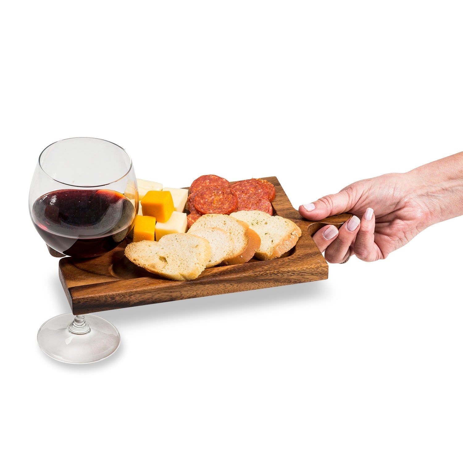 Charcuterie Wine Glass Holder Interlocking Puzzle Boards Modular Serving Tray BandsCo Straps