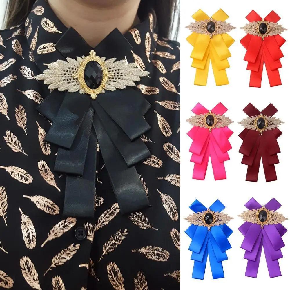 Charming  Butterfly Ladies Bowtie Casual Solid Color Rhinestone Brooch Bowties For Women Fashionable Wedding  Bowtie Stevvex