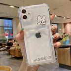 Charming Card Phone Case For iPhone 14 13 12 11 Pro Max 7 8 Plus X XR XS Max Transparent Wallet Soft Bumper Back Cover Funny Couple Transparent Soft iphone Cover Stevvex