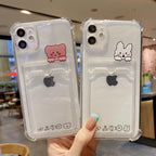 Charming Card Phone Case For iPhone 14 13 12 11 Pro Max 7 8 Plus X XR XS Max Transparent Wallet Soft Bumper Back Cover Funny Couple Transparent Soft iphone Cover Stevvex