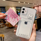 Charming Card Phone Case For iPhone 14 13 12 11 Pro Max 7 8 Plus X XR XS Max Transparent Wallet Soft Bumper Back Cover Funny Couple Transparent Soft iphone Cover Stevvex