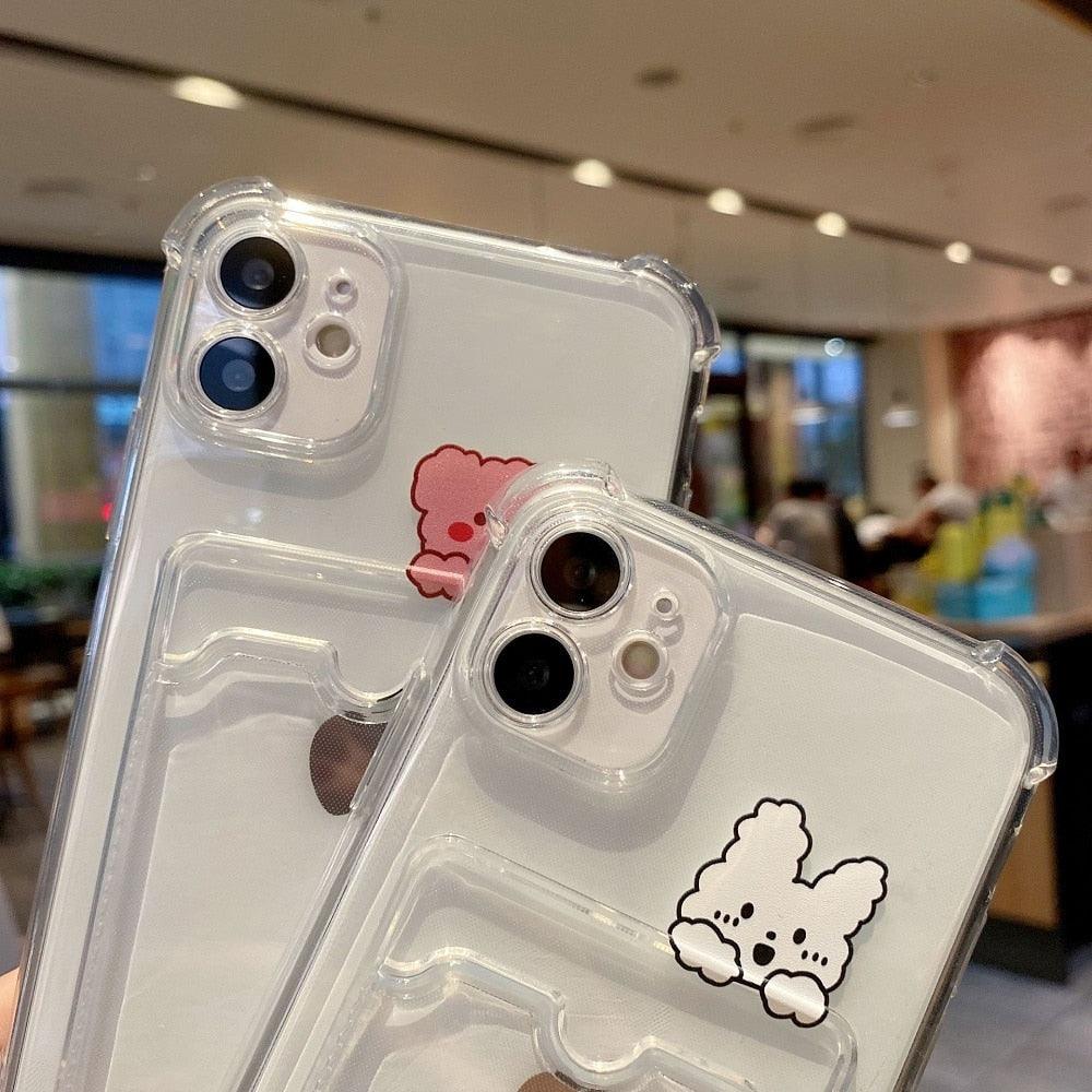 Charming Card Phone Case For iPhone 14 13 12 11 Pro Max 7 8 Plus X XR XS Max Transparent Wallet Soft Bumper Back Cover Funny Couple Transparent Soft iphone Cover Stevvex
