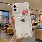 Charming Card Phone Case For iPhone 14 13 12 11 Pro Max 7 8 Plus X XR XS Max Transparent Wallet Soft Bumper Back Cover Funny Couple Transparent Soft iphone Cover Stevvex