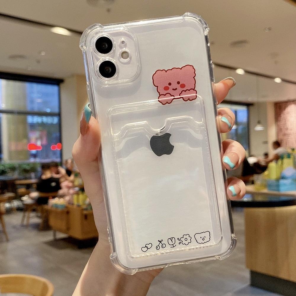 Charming Card Phone Case For iPhone 14 13 12 11 Pro Max 7 8 Plus X XR XS Max Transparent Wallet Soft Bumper Back Cover Funny Couple Transparent Soft iphone Cover Stevvex