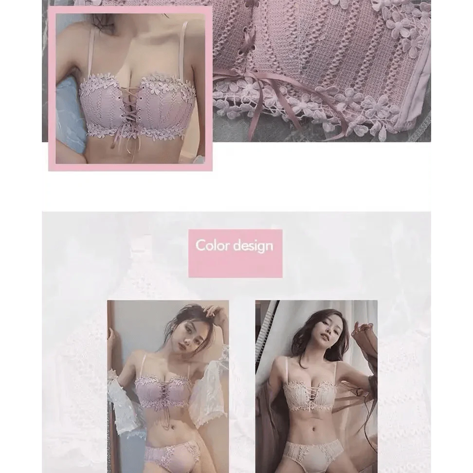 Charming Floral Embroidery Bras for Women Tied Lingerie Seamless Bra Bralette Wireless Brassiere Female Underwear Intimates Stevvex
