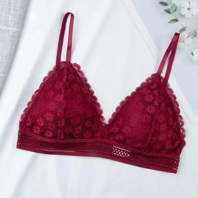 Charming Floral Lace Bra Top For Women Push Up Female Lingerie breathable Bralette Removable Pad Thin Fashion New Wireless Bras Stevvex