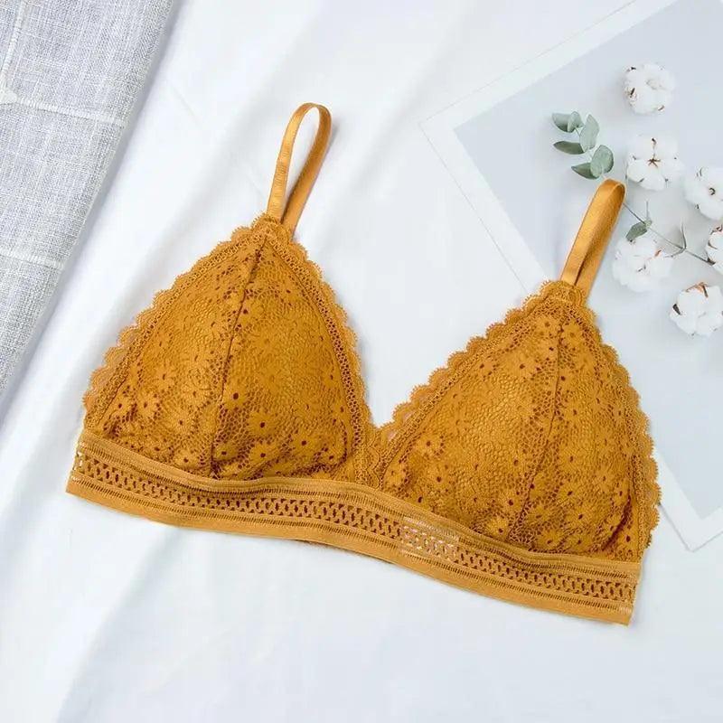 Charming Floral Lace Bra Top For Women Push Up Female Lingerie breathable Bralette Removable Pad Thin Fashion New Wireless Bras Stevvex