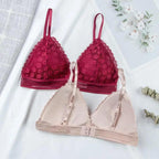 Charming Floral Lace Bra Top For Women Push Up Female Lingerie breathable Bralette Removable Pad Thin Fashion New Wireless Bras Stevvex