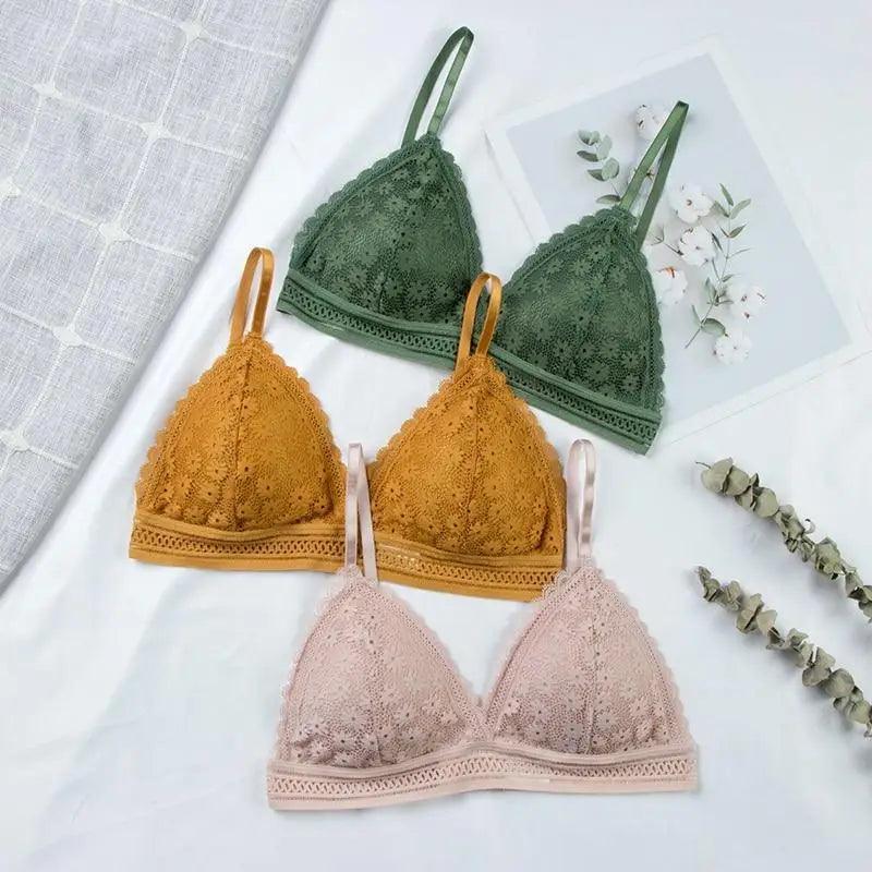 Charming Floral Lace Bra Top For Women Push Up Female Lingerie breathable Bralette Removable Pad Thin Fashion New Wireless Bras Stevvex