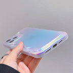 Charming Heart Wavy Case For iPhone 11 12 13 14 Pro Max XS Max XR X Holographic Rainbow Soft Air Cushion Shockproof Cover Reflection Purple Pink Case for iPhone Gradient Back Cover Stevvex