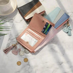 Charming Hit Color Short Tassels Wallets,Bags Zipper PU Leather, Card Holder, Pendant Coin Purse, Card Cash Clutch For Women And Girls Stevvex