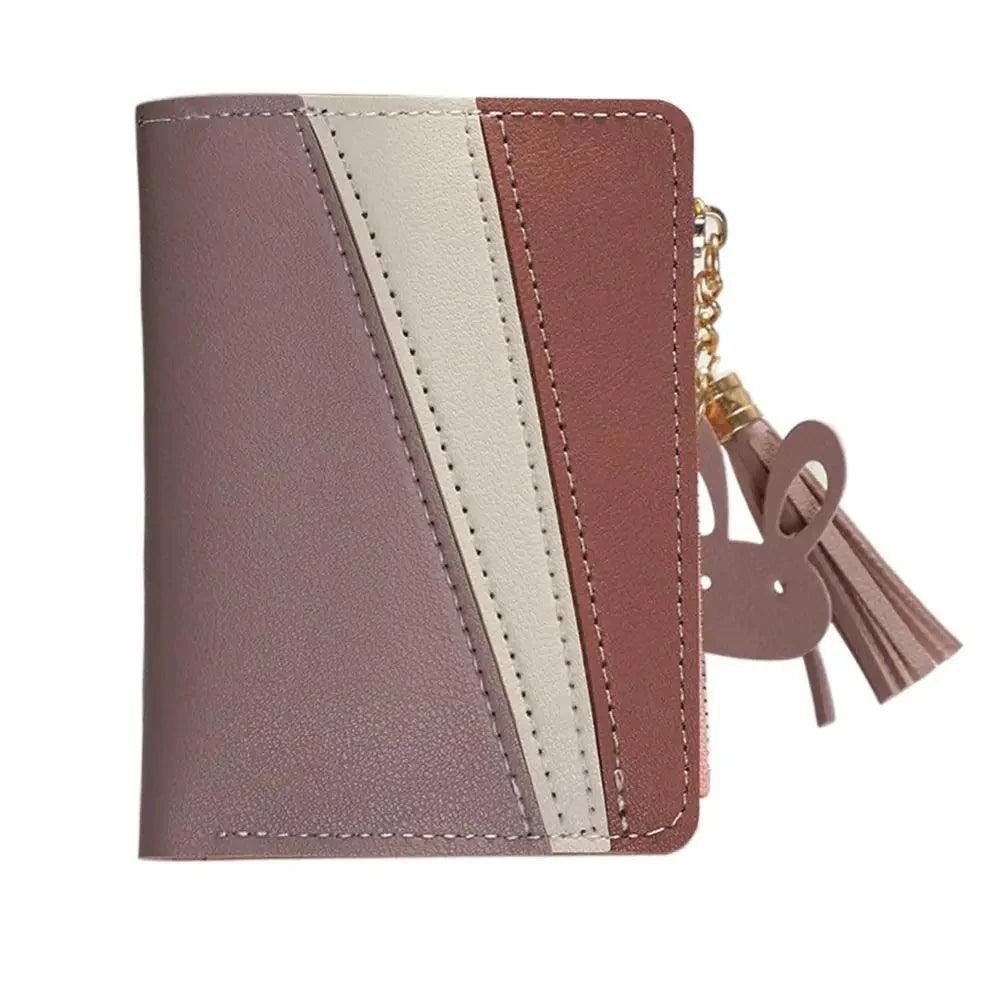 Charming Hit Color Short Tassels Wallets,Bags Zipper PU Leather, Card Holder, Pendant Coin Purse, Card Cash Clutch For Women And Girls Stevvex