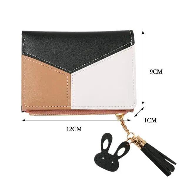 Charming Hit Color Short Tassels Wallets,Bags Zipper PU Leather, Card Holder, Pendant Coin Purse, Card Cash Clutch For Women And Girls Stevvex