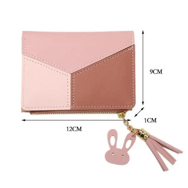 Charming Hit Color Short Tassels Wallets,Bags Zipper PU Leather, Card Holder, Pendant Coin Purse, Card Cash Clutch For Women And Girls Stevvex