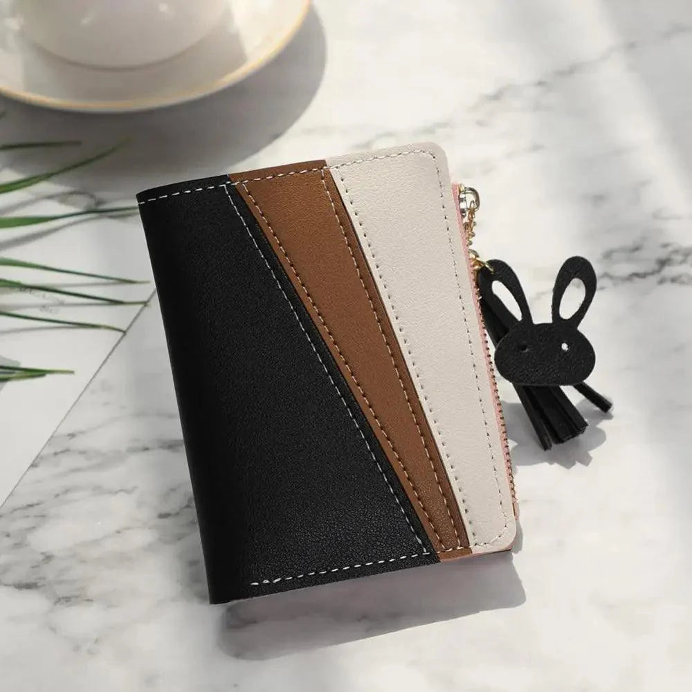 Charming Hit Color Short Tassels Wallets,Bags Zipper PU Leather, Card Holder, Pendant Coin Purse, Card Cash Clutch For Women And Girls Stevvex