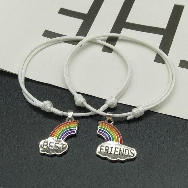 Charming Rainbow Best Friend Bracelet Adjustable Friendship Couple Bracelet Gift Hand Bracelet Set of 2 Matching Friendship Bracelet Elastic Rainbow Cloud Bracelets For Close Friends Christmas Birthday Gifts Stevvex