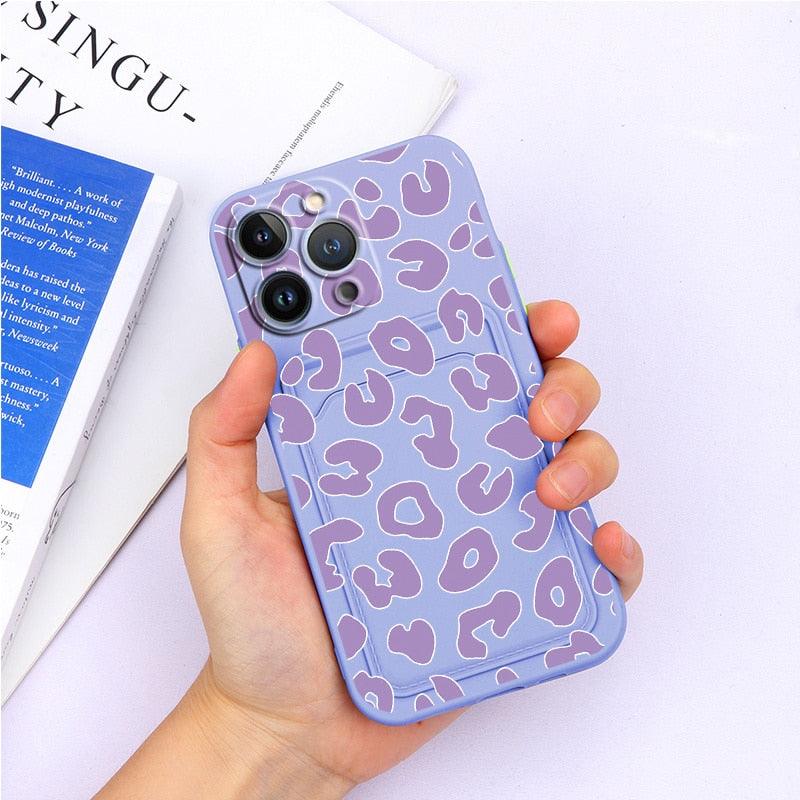 Charming Silicone Soft Anti-Scratch Cases For iPhone 13 Pro Max Case Silicone Wallet Card Holder Cover For iPhone 13 Mini 13ProMax 13Pro Flower Butterfly Beautiful Design Card Holder iPhone Case Stevvex