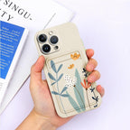 Charming Silicone Soft Anti-Scratch Cases For iPhone 13 Pro Max Case Silicone Wallet Card Holder Cover For iPhone 13 Mini 13ProMax 13Pro Flower Butterfly Beautiful Design Card Holder iPhone Case Stevvex