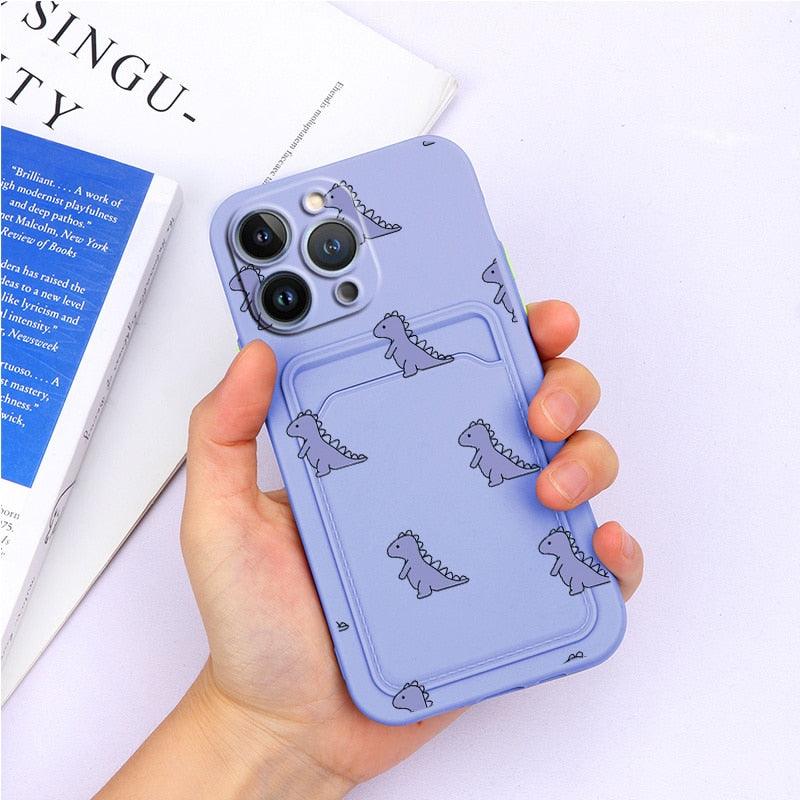 Charming Silicone Soft Anti-Scratch Cases For iPhone 13 Pro Max Case Silicone Wallet Card Holder Cover For iPhone 13 Mini 13ProMax 13Pro Flower Butterfly Beautiful Design Card Holder iPhone Case Stevvex