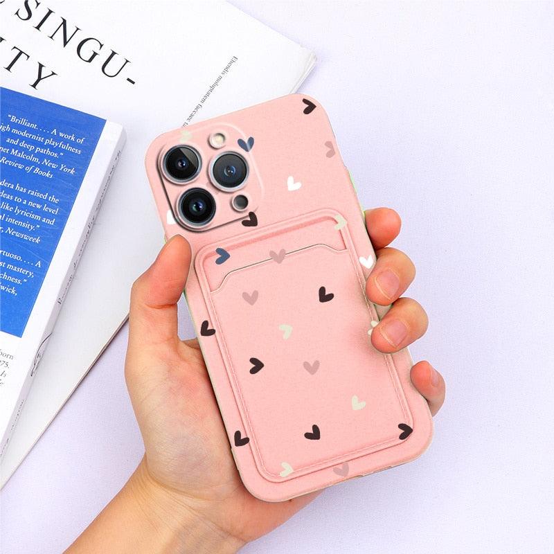 Charming Silicone Soft Anti-Scratch Cases For iPhone 13 Pro Max Case Silicone Wallet Card Holder Cover For iPhone 13 Mini 13ProMax 13Pro Flower Butterfly Beautiful Design Card Holder iPhone Case Stevvex