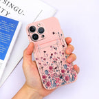 Charming Silicone Soft Anti-Scratch Cases For iPhone 13 Pro Max Case Silicone Wallet Card Holder Cover For iPhone 13 Mini 13ProMax 13Pro Flower Butterfly Beautiful Design Card Holder iPhone Case Stevvex