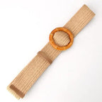 Charming Women Waist Belt Classic Round Wooden Buckle Casual Design Dress Women Buckle Waist Dress Band Stevvex