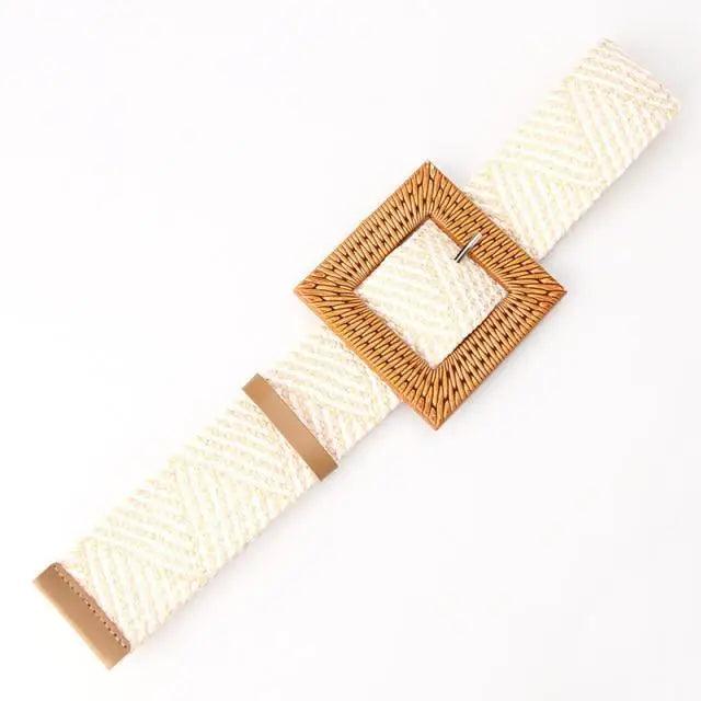 Charming Women Waist Belt Classic Round Wooden Buckle Casual Design Dress Women Buckle Waist Dress Band Stevvex
