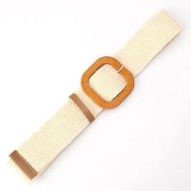 Charming Women Waist Belt Classic Round Wooden Buckle Casual Design Dress Women Buckle Waist Dress Band Stevvex