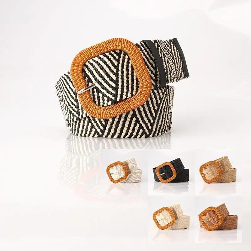 Charming Women Waist Belt Classic Round Wooden Buckle Casual Design Dress Women Buckle Waist Dress Band Stevvex