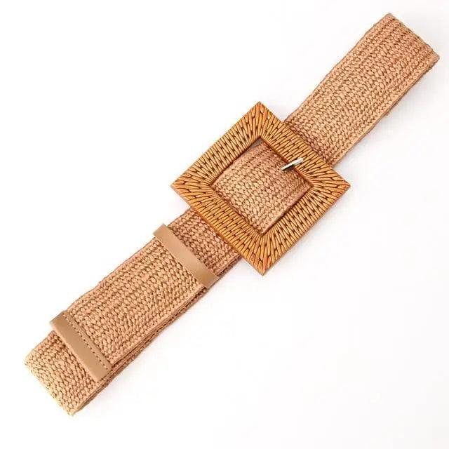 Charming Women Waist Belt Classic Round Wooden Buckle Casual Design Dress Women Buckle Waist Dress Band Stevvex